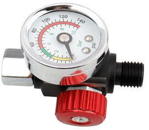 Gasea Regulador de Presión de Pistola de Pulverización Universal, 1/4’’ Pistola de Válvula Reguladora de Presión, Manómetro de Pistola de Pulverización de Presión Accesorio de Herramienta Neumática