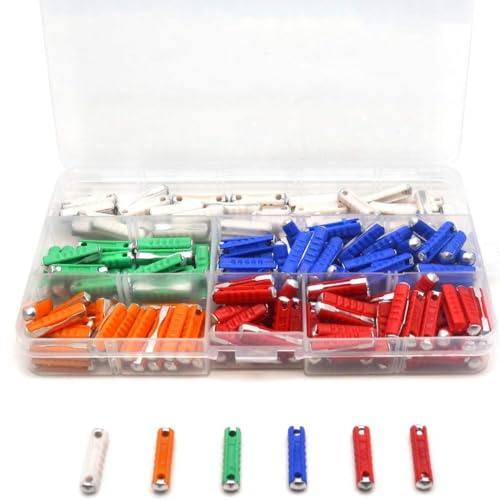 ZEPIQOR 200 Stück Continental-Torpedo-Sicherungen, Ersatz-Set, Box mit, sicherungen, sicherungen kfz, sicherung, auto sicherungen set(Gemischt 5A, 8A, 10A, 16A, 25A)