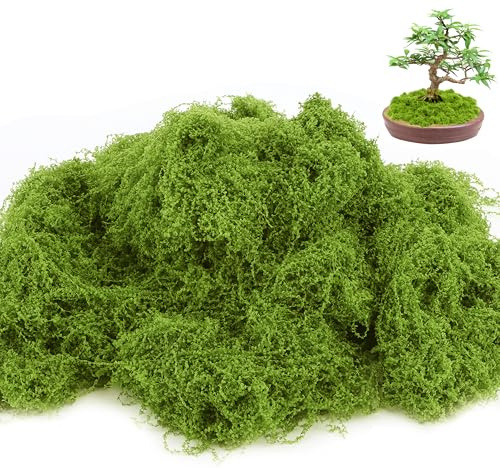 BREANIFULL muschio artificiale, 200 g, muschio artificiale per fai da te, finte piante, artigianato, muschio artistico, decorazione per modellismo, Natale (verde chiaro)