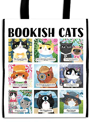Galison Mudpuppy Bookish Cats Reusable Shopping Bag