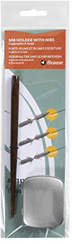 Brause 16002B Kalligraphie-Set mit Federhalter und 3x Federn für die Englische Schreibschrift und Druckschrift, 1 Set