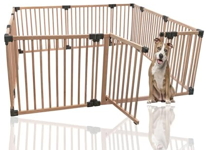 Bettacare Recinto Gioco per Cani in Legno, 200cm x 200cm, Naturale, 76cm di Altezza, Zona Gioco per Cani e Cuccioli, Recinto per Animali Domestici, Area Cani Interna, Facile da Installare