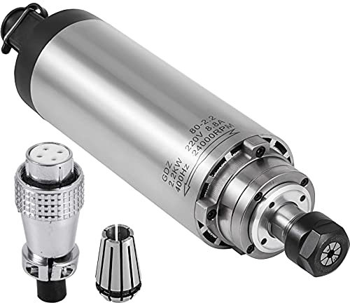 VEVOR Nouveau moteur 2,2 kW 220 V, moteur refroidi par air, moteur à broche refroidi par air ER20, moteur de broche 24 000 tr/min 400 Hz pour fraiseuse de gravure CNC routeur