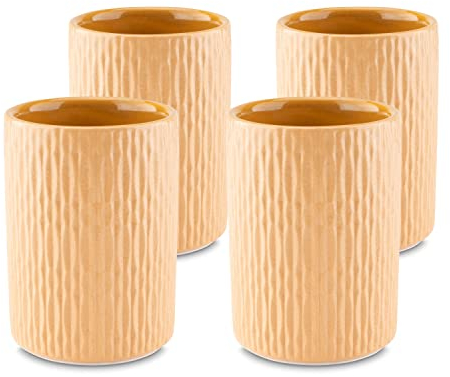 MELOX - 4er Set Espressotassen Porzellan Gelb - 4 x 90ml Tassen für Kaffee, Espresso & Macchiato - Mokka-Tassen dickwandig ohne Henkel - Kaffeetassen Coffee Cup ohne Griff im zeitlosen Design