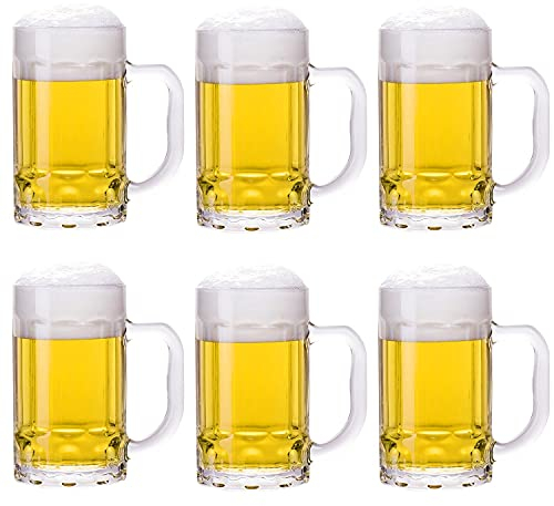TUSAPAM 6 Pack Heavy Beer Mugs, Large Beer Glasses with Handle, 14 Ounce Glass Steins, Classic Beer Mug glasses Set
