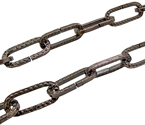 1,5m Lampenkette Kupfer brüniert gehämmert ø 2mm strukturiert Eisen Kette Ringkette Leuchtenkette Tragkraft 5 kg