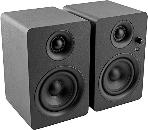 Plugger Studio MS4-BT Enceintes multimédia Bluetooth 2 Voies Moniteurs de Studio sans Fil. Bois, Noir. Ecoutes Actives pour Smartphone, Tablette, Ordinateur PC ou Mac, Lecteur multimédia, Carte Son.