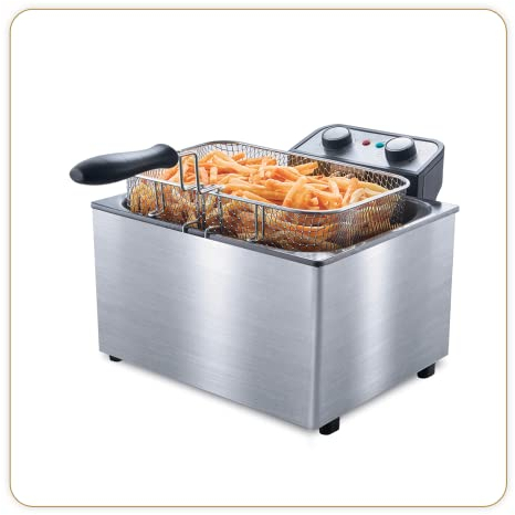 LITTLE BALANCE 8522 Happy Frites XL Twin, Friteuse électrique, Cuve amovible, 5 l, Puissance 3000 W, Inox