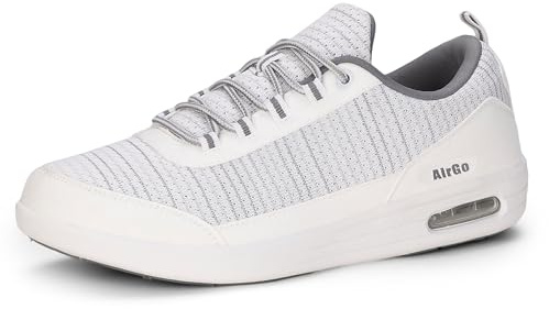 KWUKOTY Men's Wide Toe Box Walking Shoes | Diabetes Shoes for Men | Orthopedic Support | Plantar Fasciitis Relief | Air Cushion Sneakers White