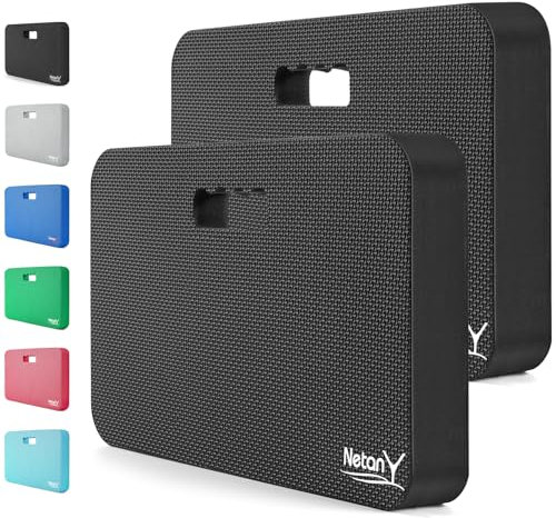 NETANY Lot de 2 Protege Genoux Extra Epaisses en Mousse Confortable pour le Jardinage, le Bain de Bébé, l'Entraînement, l'Exercice et le Yoga, la Mécanique, Noir, 45,2 x 27,9 x 3,8 cm