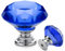 Ravinte Lot de 5 boutons et poignées de tiroir en cristal bleu en forme de diamant - Pour commode, tiroir, cuisine, armoire - Boutons de 30 mm avec base argentée