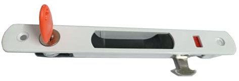 zeng cerradura puerta corredera, Cierre de Embutir para Ventanas y Puertas Correderas de Aluminio, Cerradura de Gancho para Empotrar, Blanco,198 x 25 mm