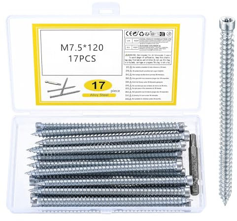 17 STK vis de béton, vis d'ancrage, vis d'ancrage à tête fraisée 7,5 x 120 mm, vis à plaque avec empreinte étoile T30, vis de maçonnerie, vis de construction de fenêtres, vis de fixation pour béton
