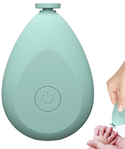 Elektrisk nagelfil baby – babynagelfil med 4 sliphuvuden | Baby nagelsax för tår och fingernaglar, nageltrimmer för baby och droppform