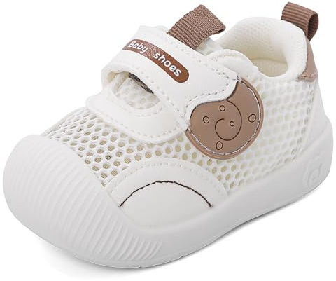 MK MATT KEELY Scarpe Neonato Estive Scarpine Primi Passi Bambino Neonata Maglia Traspirante con Suole Gomma Antiscivolo,Bianco,EU 20