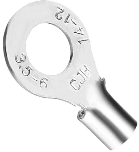 TA-VIGOR 10Pcs Copper Wire Lug, 12 AWG RNB3.5-6 Cable Lugs Bolt Hole, Battery Cable Ends Eyelets Crimp Tubular Ring Terminals Connectors for Boat Car Electric Auto