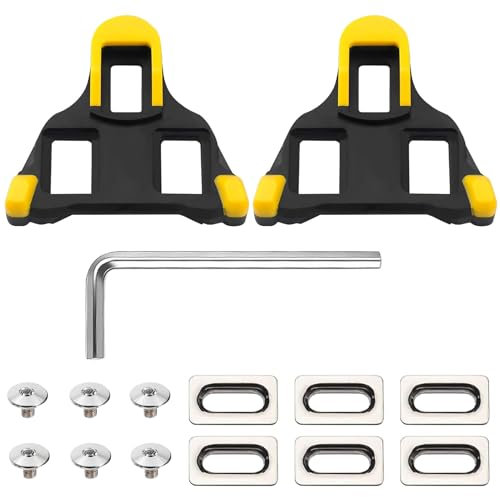 SEPSCO Cleats kompatibel mit Shimano SPD SL Pedale, Fahrrad Schuhe Pedalplatten Klickpedale Cleat Hochwertige 6° Freigabe für MTB Rennrad Trekking Indoor Cycling Fahrradschuhe Rennradschuhen Set(Gelb)