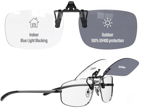 Goiteia Photochrome Clip-On-Sonnenbrille zum Überklipsen von Korrekturbrillen für Herren und Damen – hochklappbare Sonnenbrille zum Aufclipsen – Einfaches Auf- und Absetzen mit einer Hand