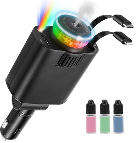 Feelhap 5 in 1 Accendisigari USB C Retrattile, Caricabatteria da Auto