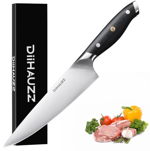DiiHAUZZ Kochmesser, 20cm Klingenlänge Küchenmesser, aus Edelstahl 5Cr15MoV