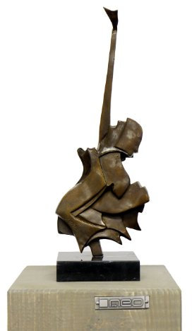 Arte & Ambiente – Statuetta moderna in bronzo – Chitarra – firmata – Alfred Stevens – Scultura musicista – Chitarra in bronzo – figura decorativa – decorazione