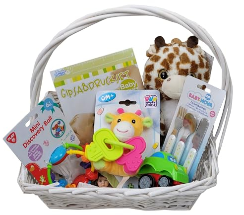 Geschenkkorb Welcome Baby Geschenk Unisex zur Geburt oder Taufe (Mittel)