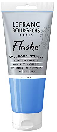 Lefranc Bourgeois 300612 Flashe akrylfärg och vinylfärg, högpigmenterad, elastisk, ljusäkta, åldringsbeständig, matt, för inomhus- och utomhusbruk, 80 ml rör – kungsblå