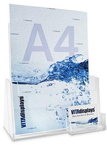 VITAdisplays - Espositore da tavolo, formato A4, con porta biglietti da visita