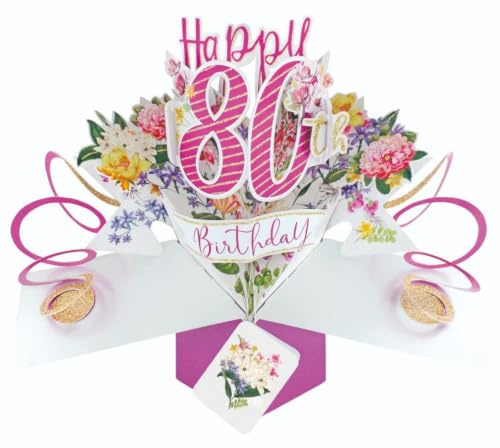 Tarjeta de felicitación emergente de feliz 80 cumpleaños original Second Nature 3D Pop Up Cards