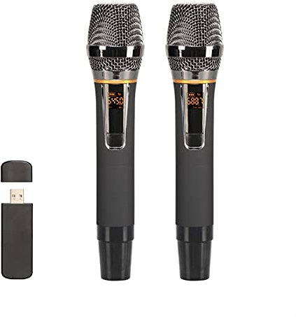 Liudan Microphone Wireless USB Microphone Condenser Handheld Karaoke Microphone Metal Cordless Microphone with USB Receiver for Meeting Speech Handheld Microphone (Color : Black)