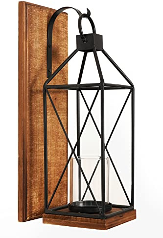 Homemory Applique Murale en Bois Rustique avec Support en Verre, décorations murales pour Salon, Salle à Manger