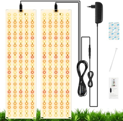 OFFCUP 20W Lampe de Croissance LED, 2pcs Plante Spectre Complet, Horticole Avec Minuterie 3/6/12H, Culture 270 LED Pour Plantes d'Intérieur Semis Serre Étagères de Culture