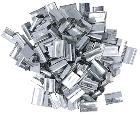 Spänning öppen försegling, kraftiga tätningar Clip Metallspänne Snap On Gripper Rem Galvaniserat stål Säkringsförpackning och pallband för 16 mm bredd PET-plastpaket med 200 st.
