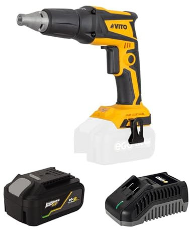 VITO - Avvitatore in cartongesso 20 V Batteria al litio 4Ah Motore Brushless 4400 giri/min Mandrino esagonale 1/4 Caricabatterie Rapido