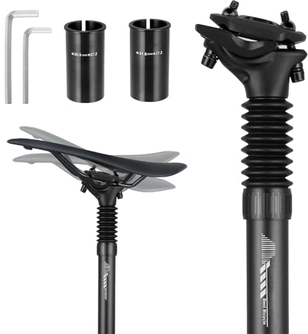 Vehoukli Gefederte Sattelstütze mit 27,2, 30,9 oder 31,6 mm Durchmesser - Fahrrad Sattelfederung aus Aluminiumlegierung - 100 kg Tragkraft, 350mm Länge - Ideal für MTB, Citybike, E-Bike