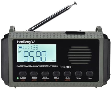 Docooler HRD-905 All-band Radio AM FM SW WB Radio Outdoor Emergency Radio with SOS Alarm Flashlight Reading Light Solar Powered Hand Crank Type-C Charging
