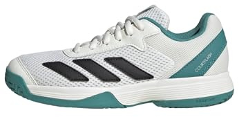 adidas Unisex Kinder Courtflash Kids Tennis Shoes, Cloud White/Pure Teal/Off White, 34 EU