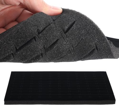 MOBUTOFU Organizador de Joyas para Cajones Almohadilla de Espuma Negra, Soporte para Esponja de Joyería Apilable Adecuado para Proteger Pequeños Pendientes y Anillos en 5 Piezas