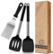 Silikon Pfannenwender 3 Set mit Edelstahl Grillwender, BPA-frei hitzebeständige Silikon Spatel für die Küche, Küchenhelfer Set, Spülmaschinenfest,Küchenutensilien für Braten, Grillen und Kochen
