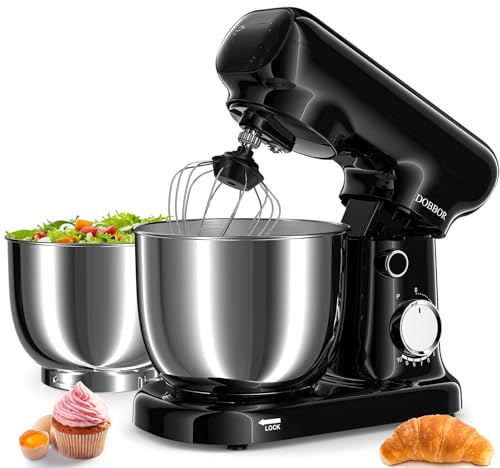 Batidora Amasadora Doble Bol De 2.5L+3L, Batidora EléCtrica De 10 Velocidades Y 1500w - Incluye Batidor De Huevos, Gancho Para Masa Y Batidor Plano Para ReposteríA Casera (Ferroso)
