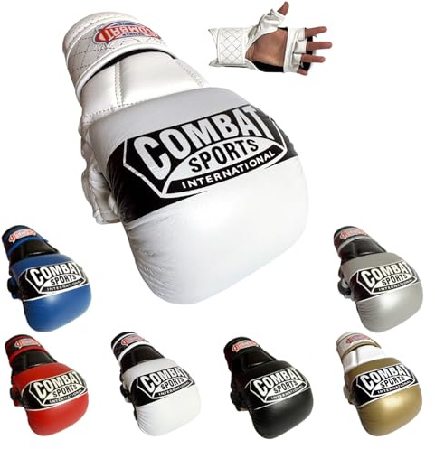 Combat Sports Max Strike MMA Training Gloves, Open Palm Fingerless Gloves for MMA, Muay Thai, and Kickboxing (White, Extra Large)