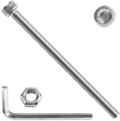 12 Pcs M8 Screws Set, M8 x 120mm Hex Socket Head Cap Screws Bolts and Nuts Set, Assorted Nuts and Bolts Assortment, Stainless Steel Machine Screwsset, with Hex Wrench