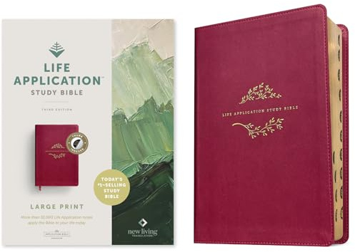 NLT Life Application Study Bible, Third Edition, Large Print (LeatherLike, Berry, Indexed, Red Letter)