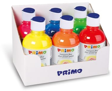 PRIMO - Abwaschbare Temperafarben für Kinder ab 3 Jahren und Erwachsene, 300 ml mit Spender, Temperafarben zum Bemalen von Papier, Stoff, Glas, Malerei, Schreibwaren, Kreative Arbeiten, Hobby