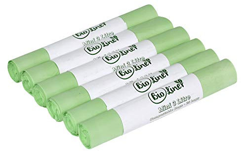BioLiner Kompostierbare Müllbeutel für Biomüll-Behälter, 3 l (kleine Größe), DIN EN13432, 150 Stück
