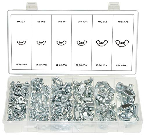 Flügelmuttern-Sortiment/Schmetterling-Muttern, 175-tlg. M4 M5 M6 M8 M10 M12