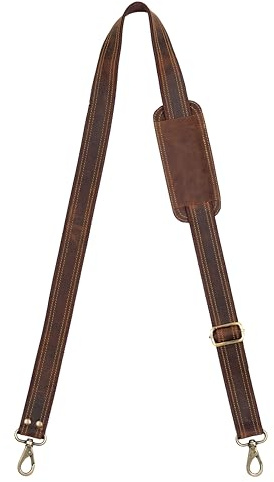 Hell Blues Bag Shoulder Strap - Genuine Leather with Brass Swivels Adjustable 57 Universal Replacement Strap for Laptop Bags, Luggage Duffel, Crossbody (145 cm) (Dark Brown)
