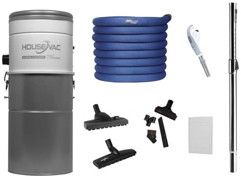 HouseVac HV700ST - Aspiradora central con Retraflex 2, kit de accesorios, sistema de filtro híbrido, potente sistema de vacío, 1700 W, alta potencia de succión, diseño compacto y silencioso (9,1 m)