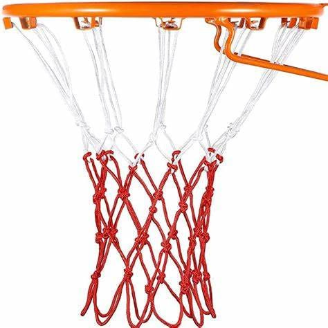 Saraoriginalshop Confezione 2 Reti Canestro da Basket Super Resistenti Tricolore Bianco Rosso Blu 12 Anelli Standard 48 Cm Ricambio Rete Sport (PRO)