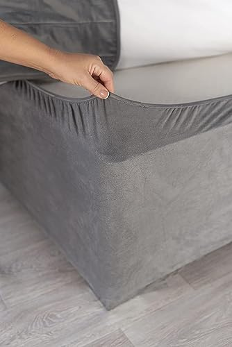 Belledorm Box fjäderskydd – förvandla din säng med denna helt elastiska fuskmocka och stretch-wrap-Around 4 sidor sängkappa (kol, kung/kalkung/olympisk drottning)